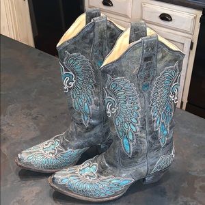 PURCHASER CANCELLED Black/Turquoise Corral Boots